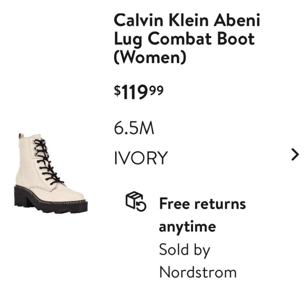 Calvin Klein ivory combat boot